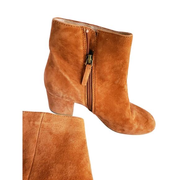 Halogen Cori Round Toe Bootie Rust Brown Suede Ankle Boot 6 Western Fall Classic - Picture 4 of 9
